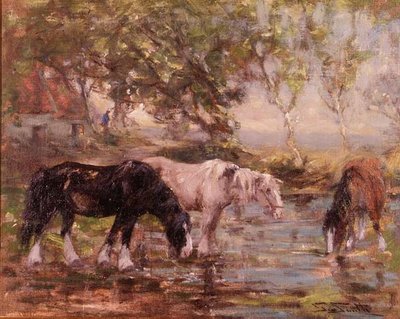 Horses at a Pool by George Smith