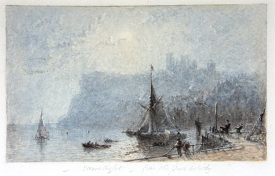 Moonlight - from the Pier Whitby by George Weatherill