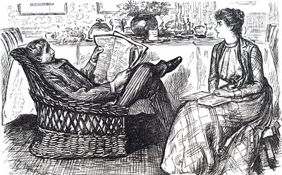 A Husband and Wife Reading by George du Maurier