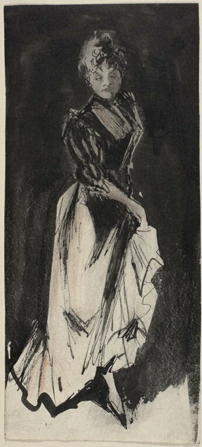 Woman Lifting Skirt to Walk by Georges Alfred Bottini