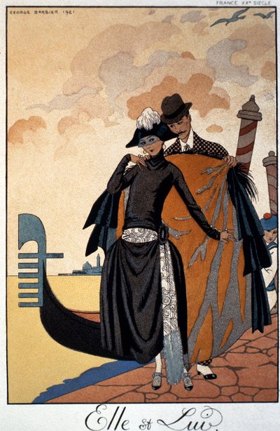 Her and Him, Fashion Illustration by Georges Barbier
