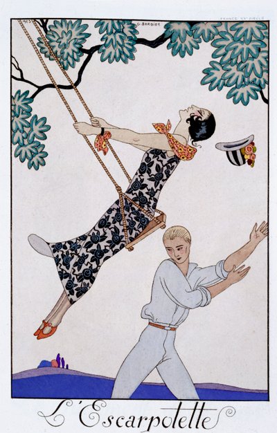 The Swing, 1920s by Georges Barbier