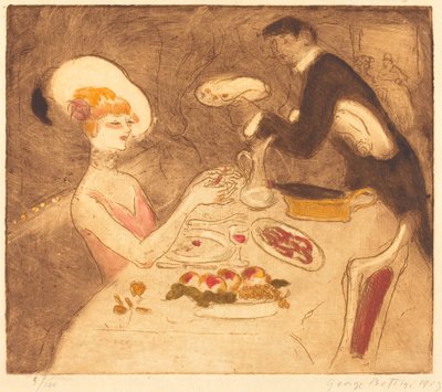 Woman Having Supper by Georges Bottini