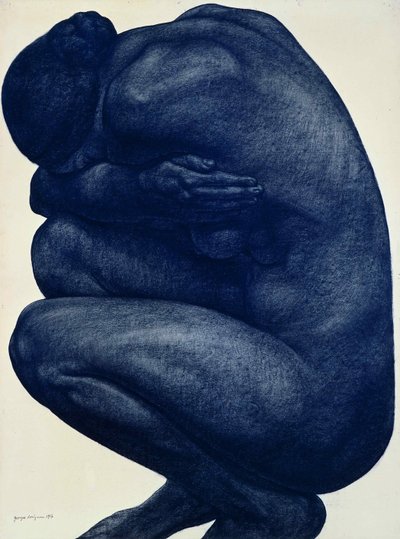 Squatting Female Nude by Georges Dorignac