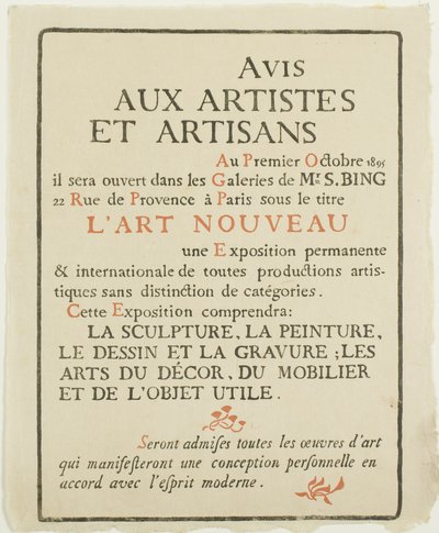 Notice to Artists and Craftsmen by Georges Lemmen