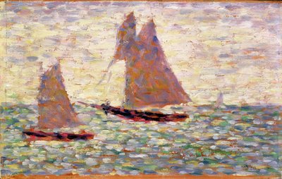 Two Sailboats at Grandcamp, c.1885 by Georges Seurat