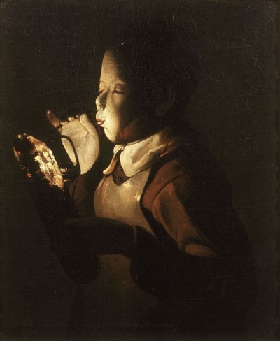 Boy Blowing at Lamp by Georges de La Tour