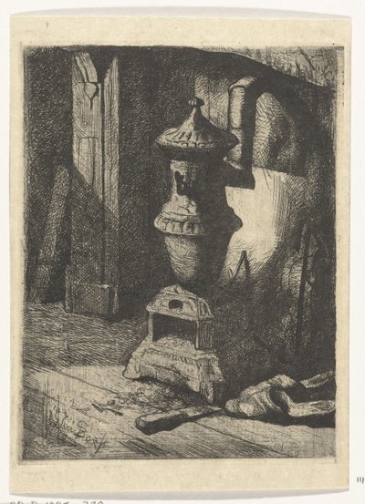 Study of an Interior with Stove by Gerard Jan Bos