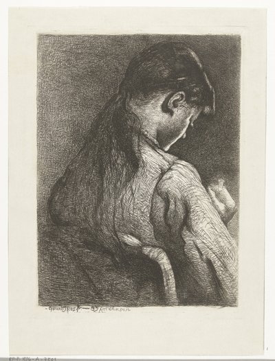 Sitting Girl, Seen from Behind by Gerard Jan Bos
