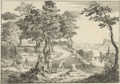 Landscape with Bathers and Anglers by Gerard Melder