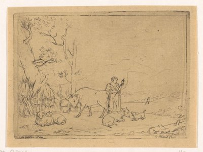 Spinning Shepherdess by Gerardus Emaus de Micault