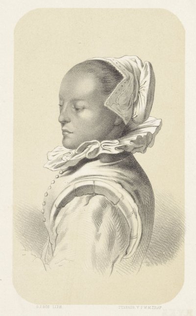 Woman with White Cap and Collar by Gerardus Johannes Bos