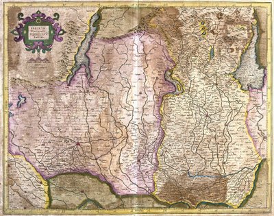 Brescia and Milan, Italy (engraving) by Gerardus Mercator