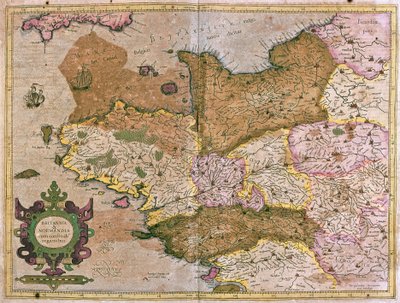 Brittany and Normandy, France (engraving) by Gerardus Mercator