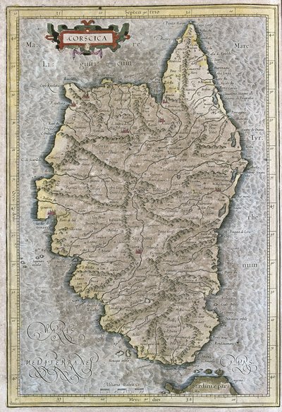 Corsica, France (engraving) by Gerardus Mercator