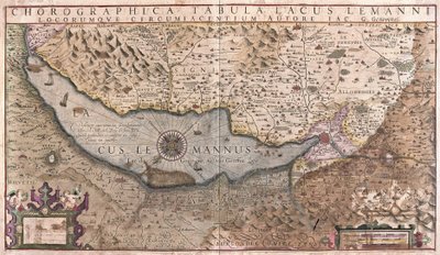 Geneva Lake, Switzerland (engraving) by Gerardus Mercator