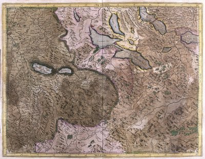 Lakes in Switzerland (engraving) by Gerardus Mercator