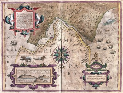 Straits of Magellan (engraving) by Gerardus Mercator