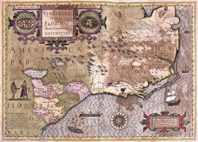 Virginia and Florida (engraving) by Gerardus Mercator