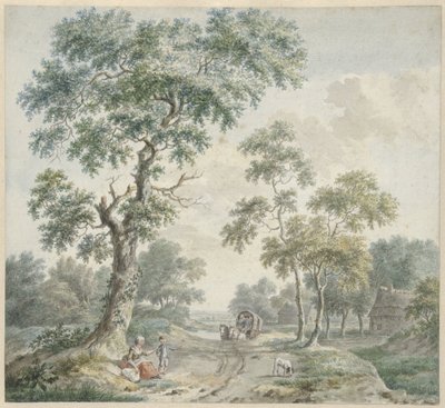 Forest Edge with Farmhouses and a Sandy Path by Gerardus Wieringa
