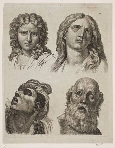 Four Study Heads after Italian Pictures by Gerhard Ludvig Lahde