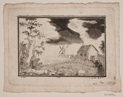 Landscape with House and Mill by Gerhard Ludvig Lahde