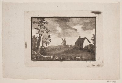 Landscape with House and Mill by Gerhard Ludvig Lahde