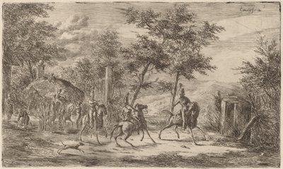 Cavalry and Hay Wagon by Gerhardus Emaus de Micault