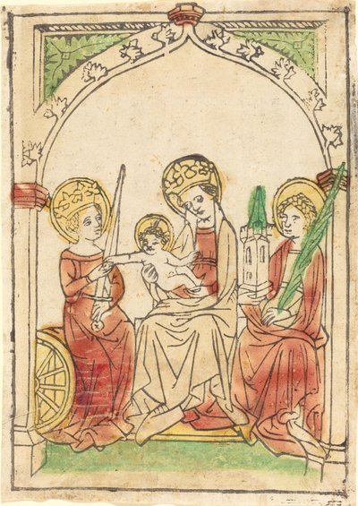 Madonna between Saints Catherine and Barbara by German 15th Century