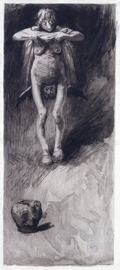 A Witch representing Night by German School