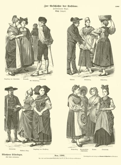 Costumes from Alsace, 19th Century by German School