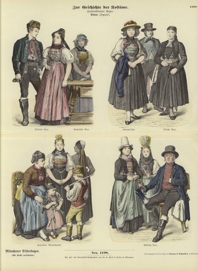 Costumes from Baden, Germany, 19th Century by German School