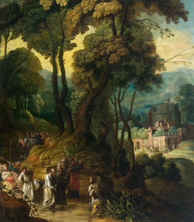 David Dancing Before the Ark by German School