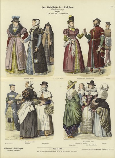 English Costumes, 16th and 17th Century by German School