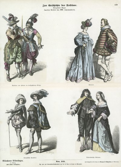 European Costumes, Mid 17th Century by German School