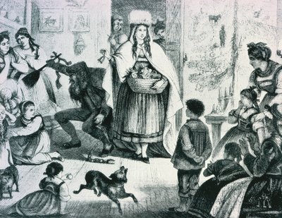 Frau Berchta Brings Gifts to Rhineland by German School