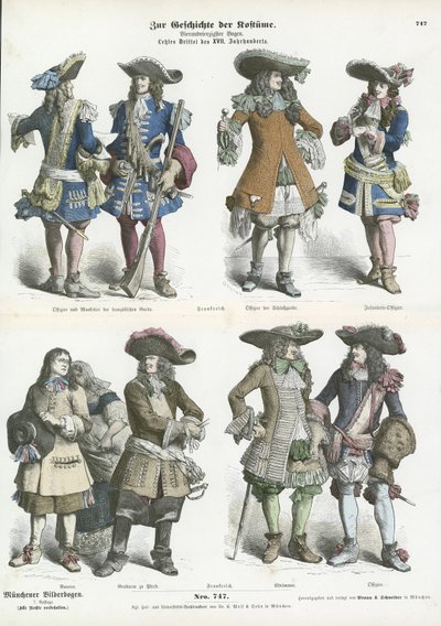 French costumes, late 17th Century by German School