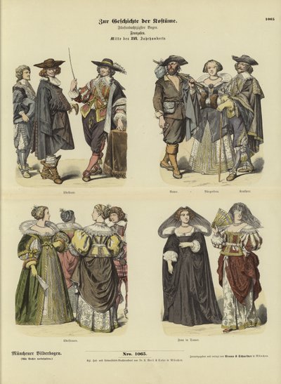 French Costumes, Mid 17th Century by German School