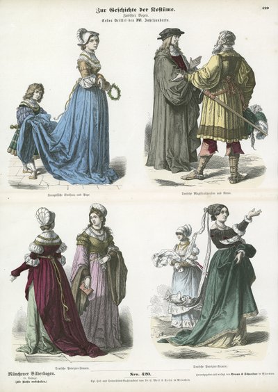 German and French Costumes, Early 16th Century by German School