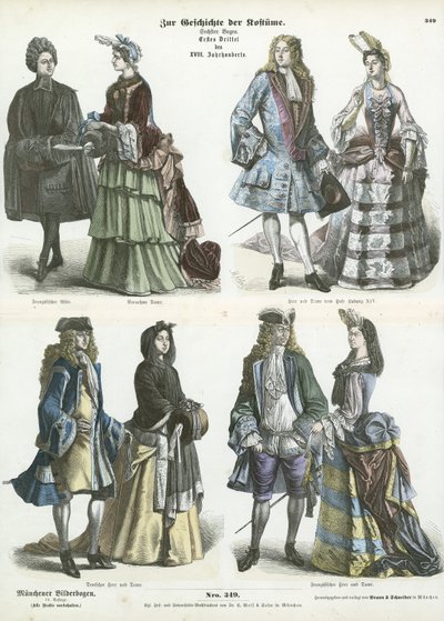 German and French Costumes, Early 18th Century by German School