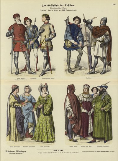 Italian Costumes, Second Half of 14th Century by German School