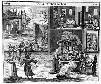 Jews baking bread by German School