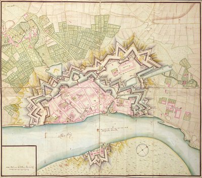Map of Düsseldorf, 1736 by German School