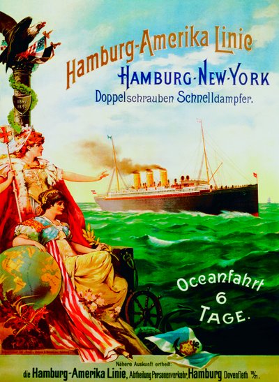 Poster Advertising the Hamburg American Line, 1897 by German School