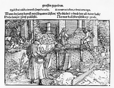 Stonemasons at work by German School