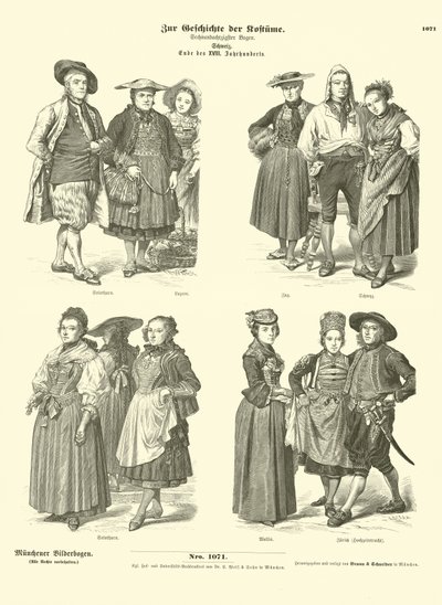 Swiss costumes, late 18th Century by German School