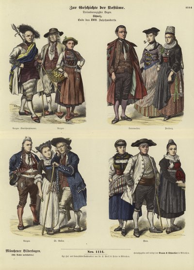 Swiss Costumes, Late 18th Century by German School