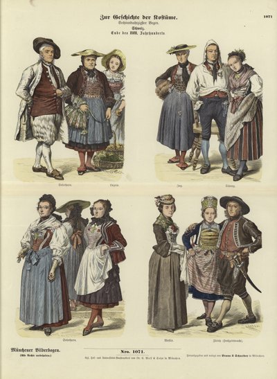 Swiss Costumes, Late 18th Century by German School