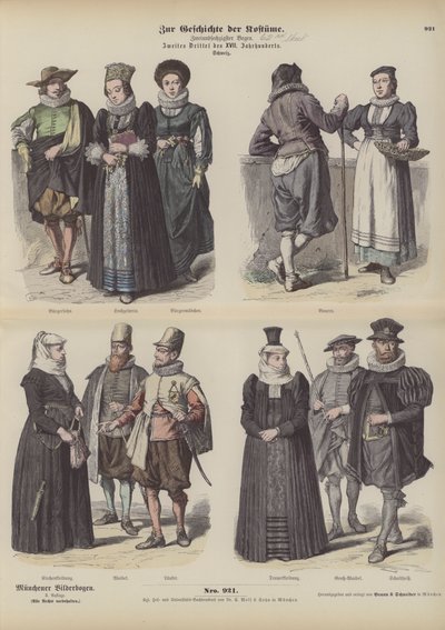 Swiss costumes, mid 17th Century by German School