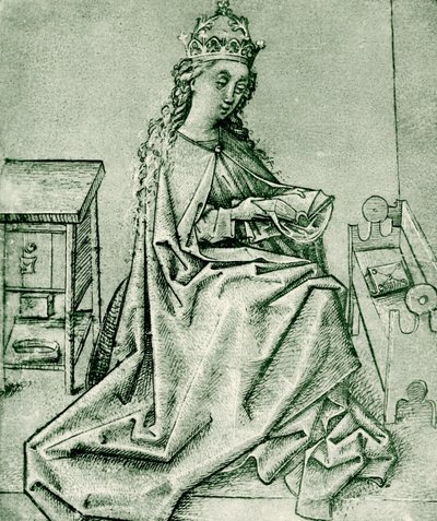 Virgin Mary Praying in a Gothic Chamber by German School